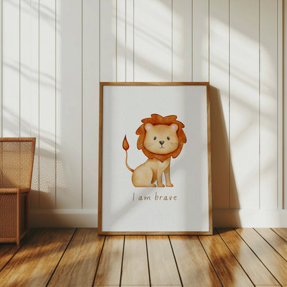 Premium Poster of Cute Illustrated Lion Artwork with Inspirational Quote Posters