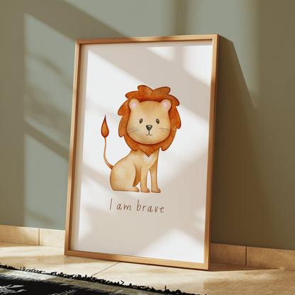 Premium Poster of Cute Illustrated Lion Artwork with Inspirational Quote Posters
