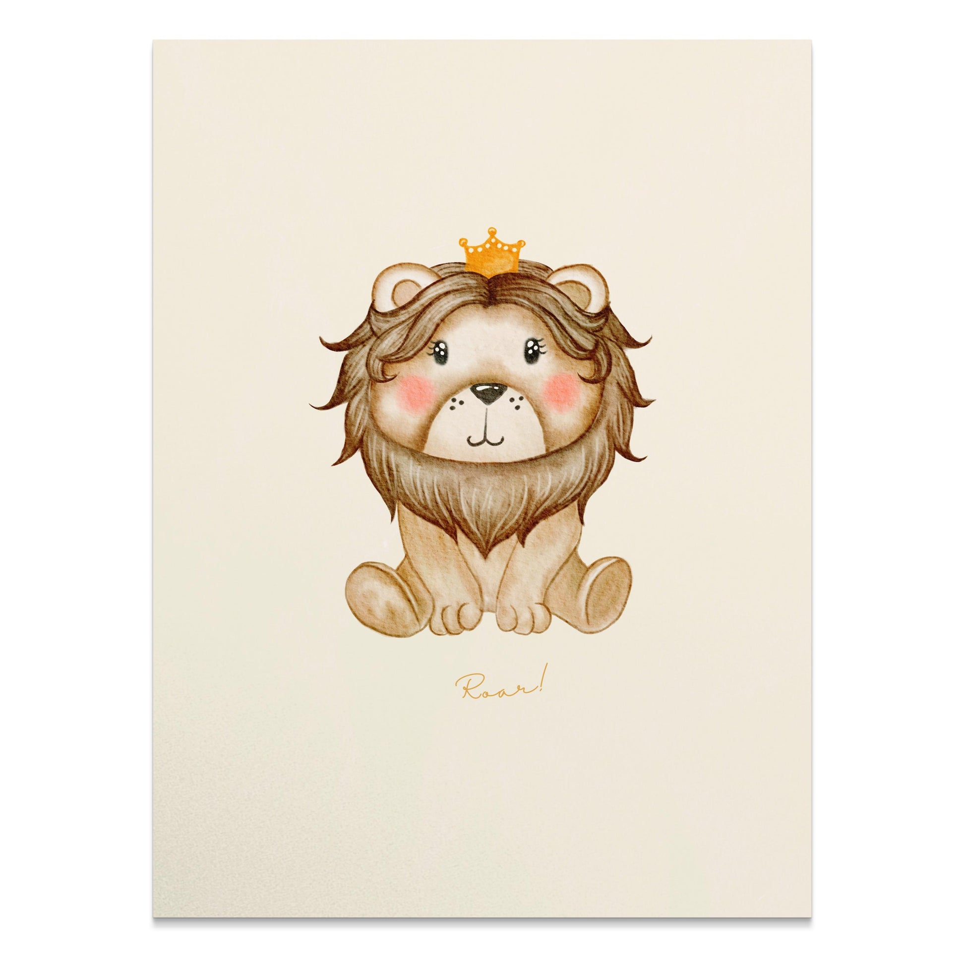 Premium Poster of Cute Illustrated Lion with Crown Kids Room Art Posters