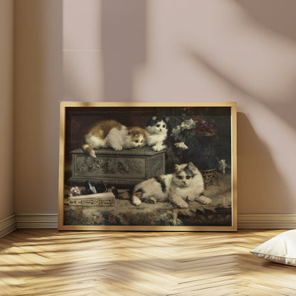 Premium Poster of Cute Kittens Curiously Exploring Decorative Box Posters