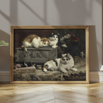 Premium Poster of Cute Kittens Curiously Exploring Decorative Box Posters