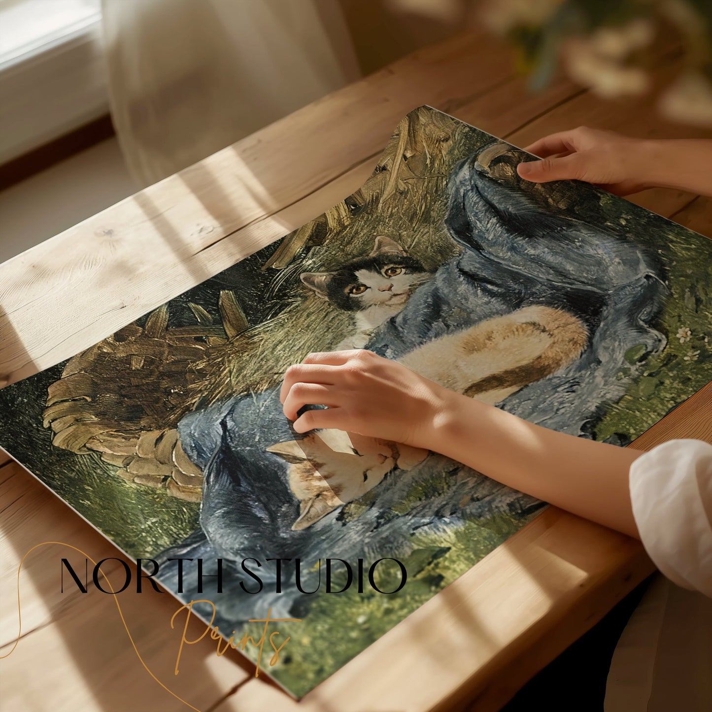 Premium Poster of Cute Kittens Relaxing in a Basket Posters