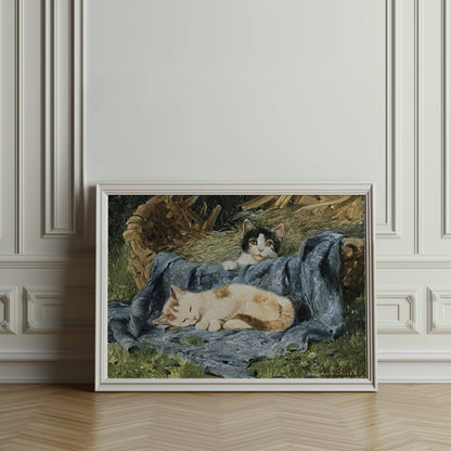 Premium Poster of Cute Kittens Relaxing in a Basket Posters