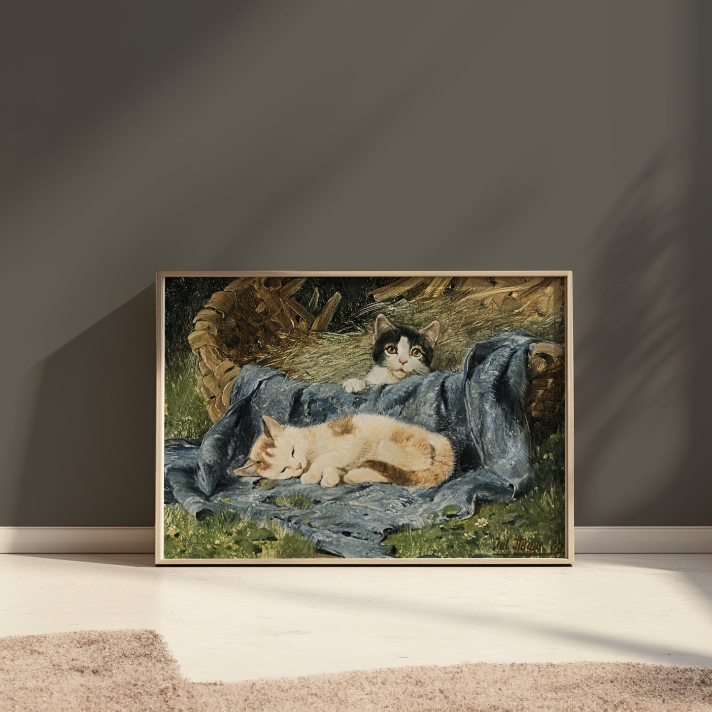 Premium Poster of Cute Kittens Relaxing in a Basket Posters