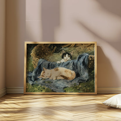 Premium Poster of Cute Kittens Relaxing in a Basket Posters