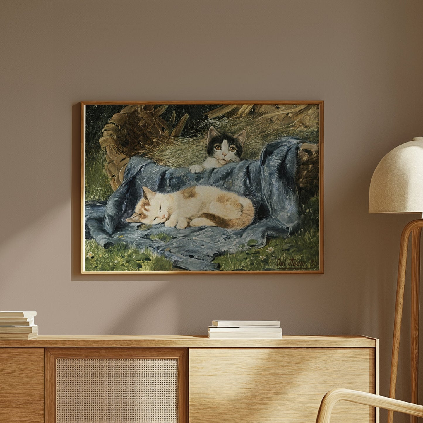 Premium Poster of Cute Kittens Relaxing in a Basket Posters