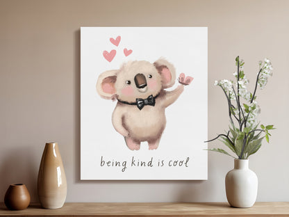 Premium Poster of Cute Koala with Bowtie Quote Nursery Canvas Wraps