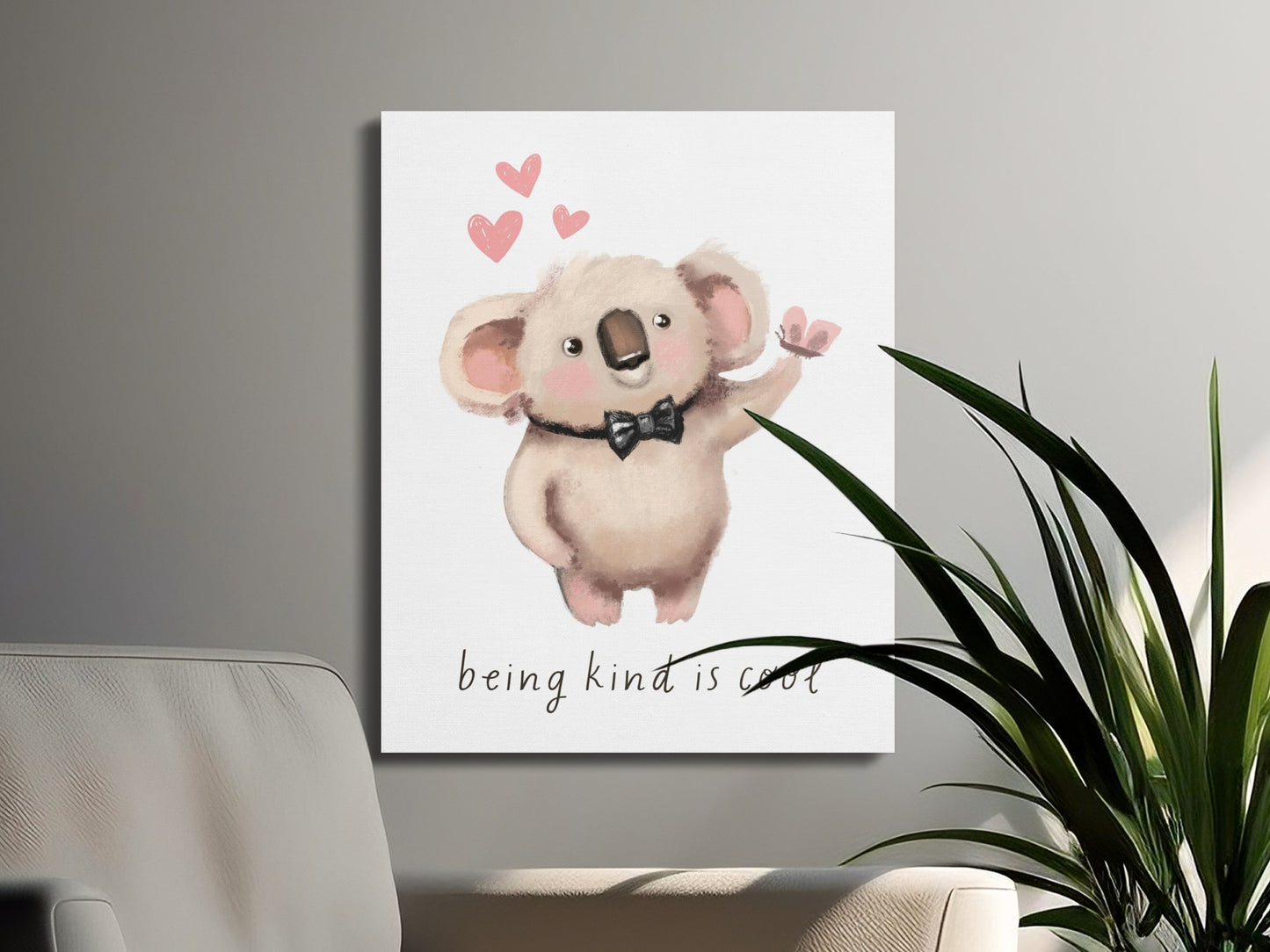 Premium Poster of Cute Koala with Bowtie Quote Nursery Canvas Wraps