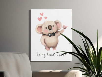 Premium Poster of Cute Koala with Bowtie Quote Nursery Canvas Wraps
