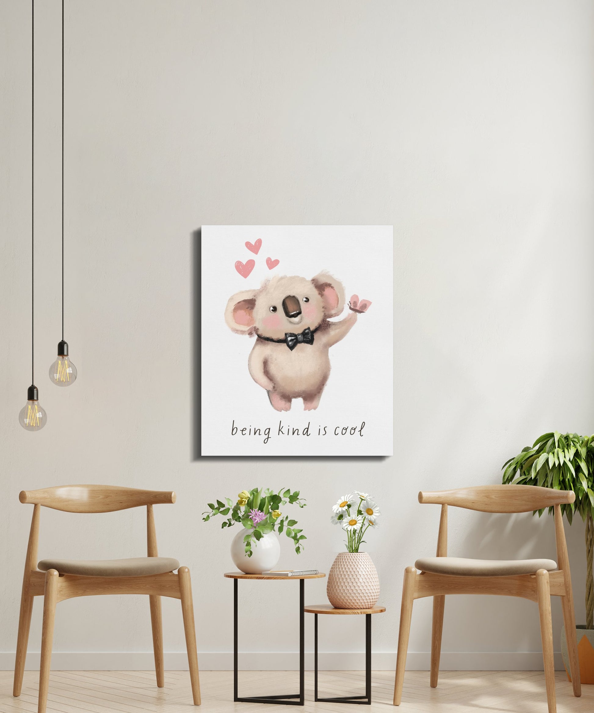 Premium Poster of Cute Koala with Bowtie Quote Nursery Canvas Wraps