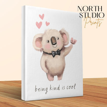 Premium Poster of Cute Koala with Bowtie Quote Nursery Canvas Wraps