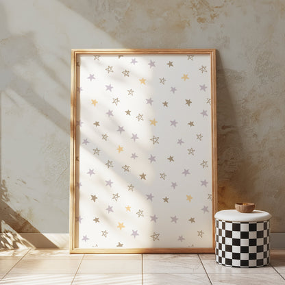 Premium Poster of Cute Pastel Stars Pattern for Stylish Posters