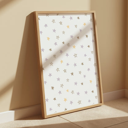 Premium Poster of Cute Pastel Stars Pattern for Stylish Posters