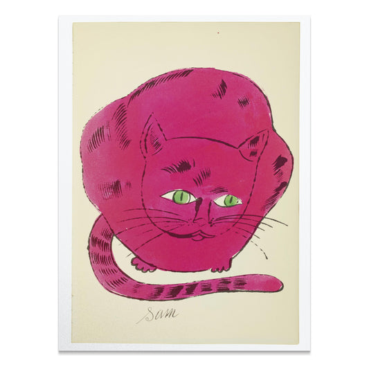 Premium Poster of Cute Pink Cat Illustration with Green Eyes Posters