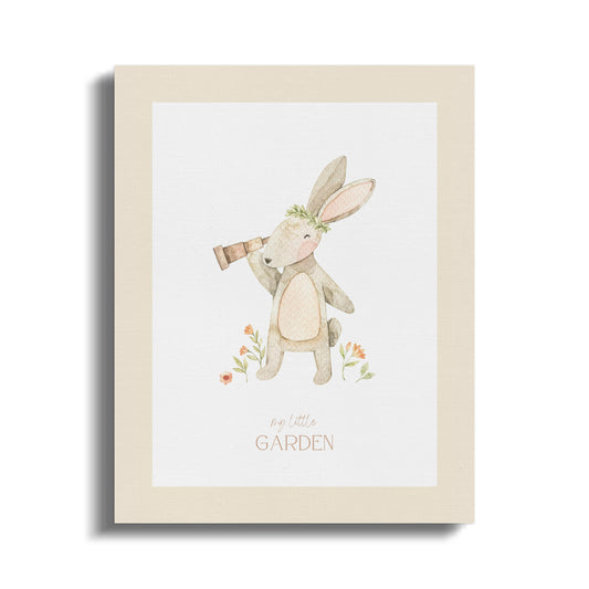 Premium Poster of Cute Rabbit with Telescope Nursery Wall Art Canvas Wraps