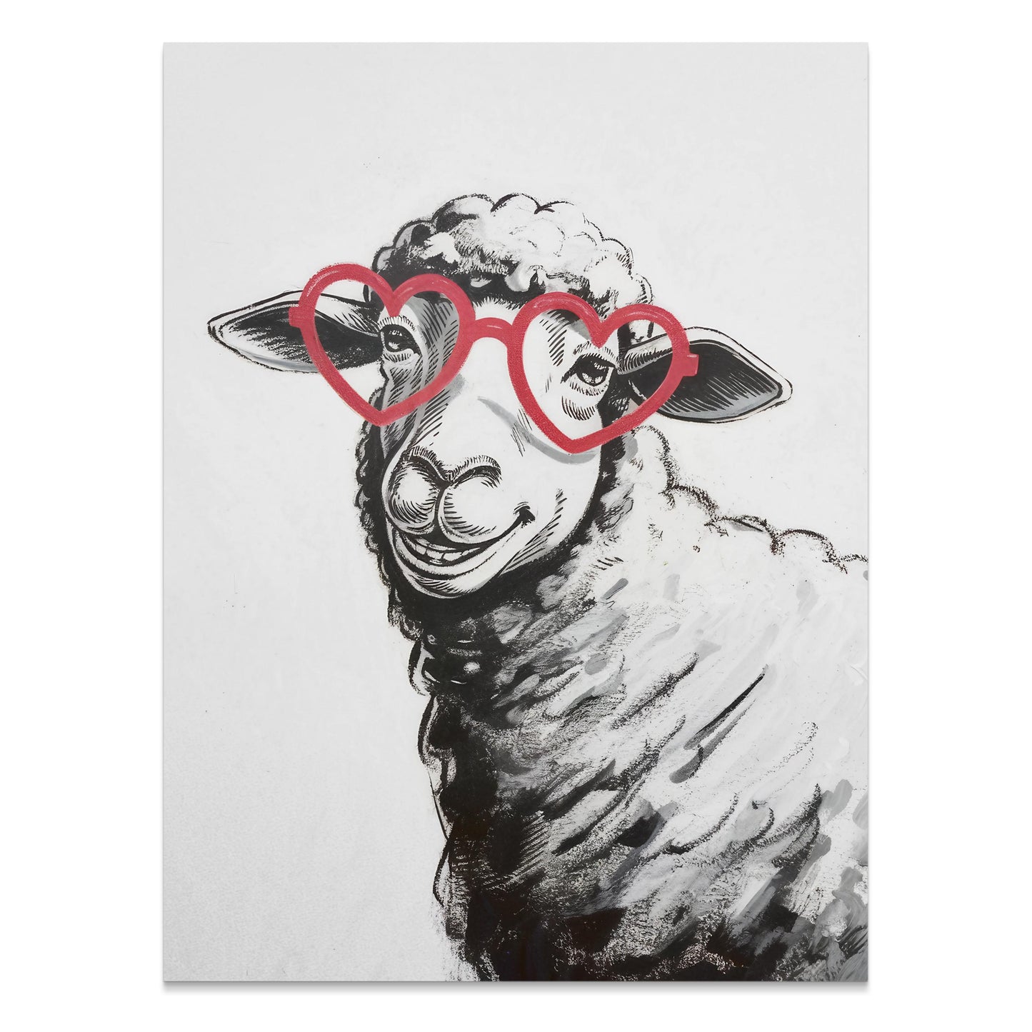 Premium Poster of Cute Sheep Wearing Heart-Shaped Glasses Posters