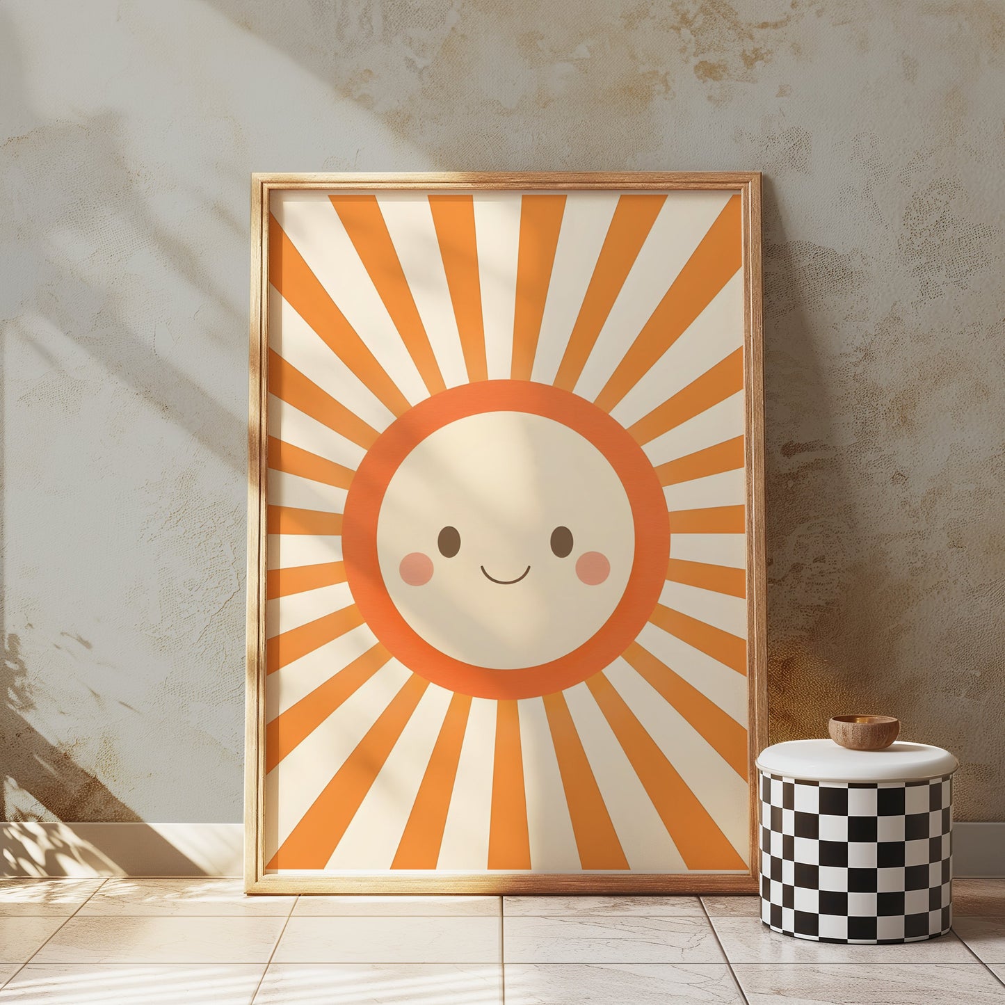 Premium Poster of Cute Smiling Sunburst Art Decor for Kids Posters
