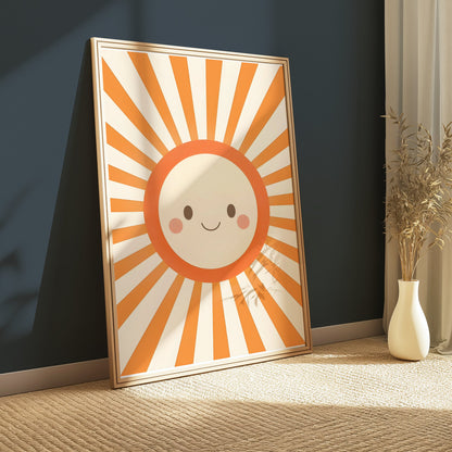 Premium Poster of Cute Smiling Sunburst Art Decor for Kids Posters