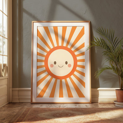 Premium Poster of Cute Smiling Sunburst Art Decor for Kids Posters