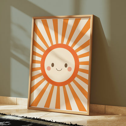 Premium Poster of Cute Smiling Sunburst Art Decor for Kids Posters