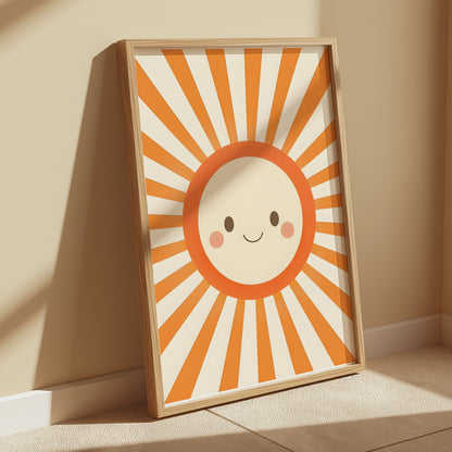 Premium Poster of Cute Smiling Sunburst Art Decor for Kids Posters