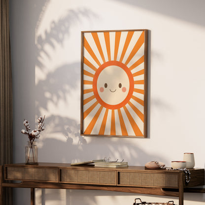 Premium Poster of Cute Smiling Sunburst Art Decor for Kids Posters