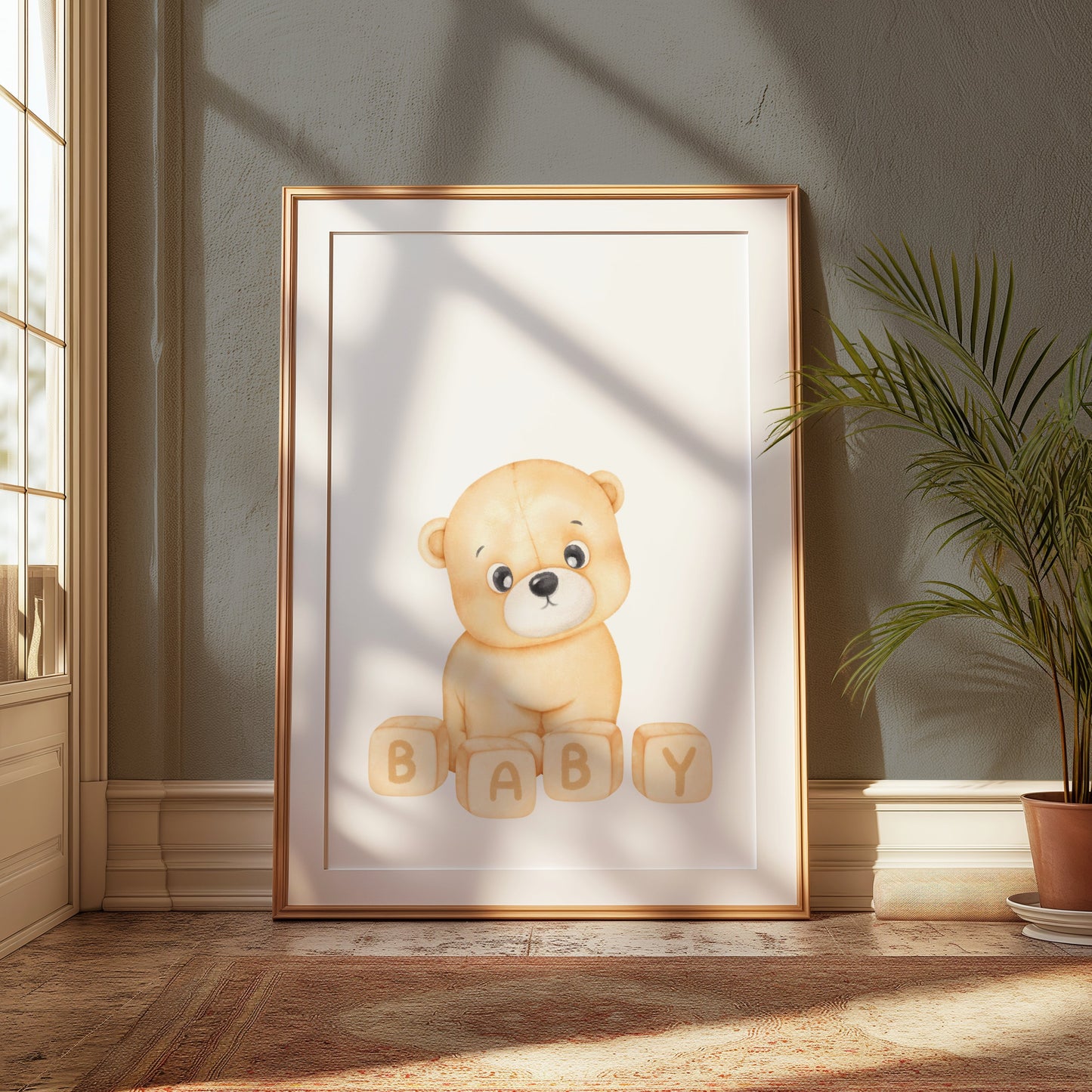 Premium Poster of Cute Teddy Bear Baby Blocks Design Posters