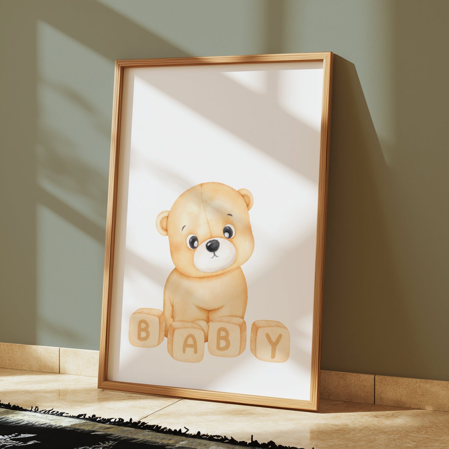 Premium Poster of Cute Teddy Bear Baby Blocks Design Posters