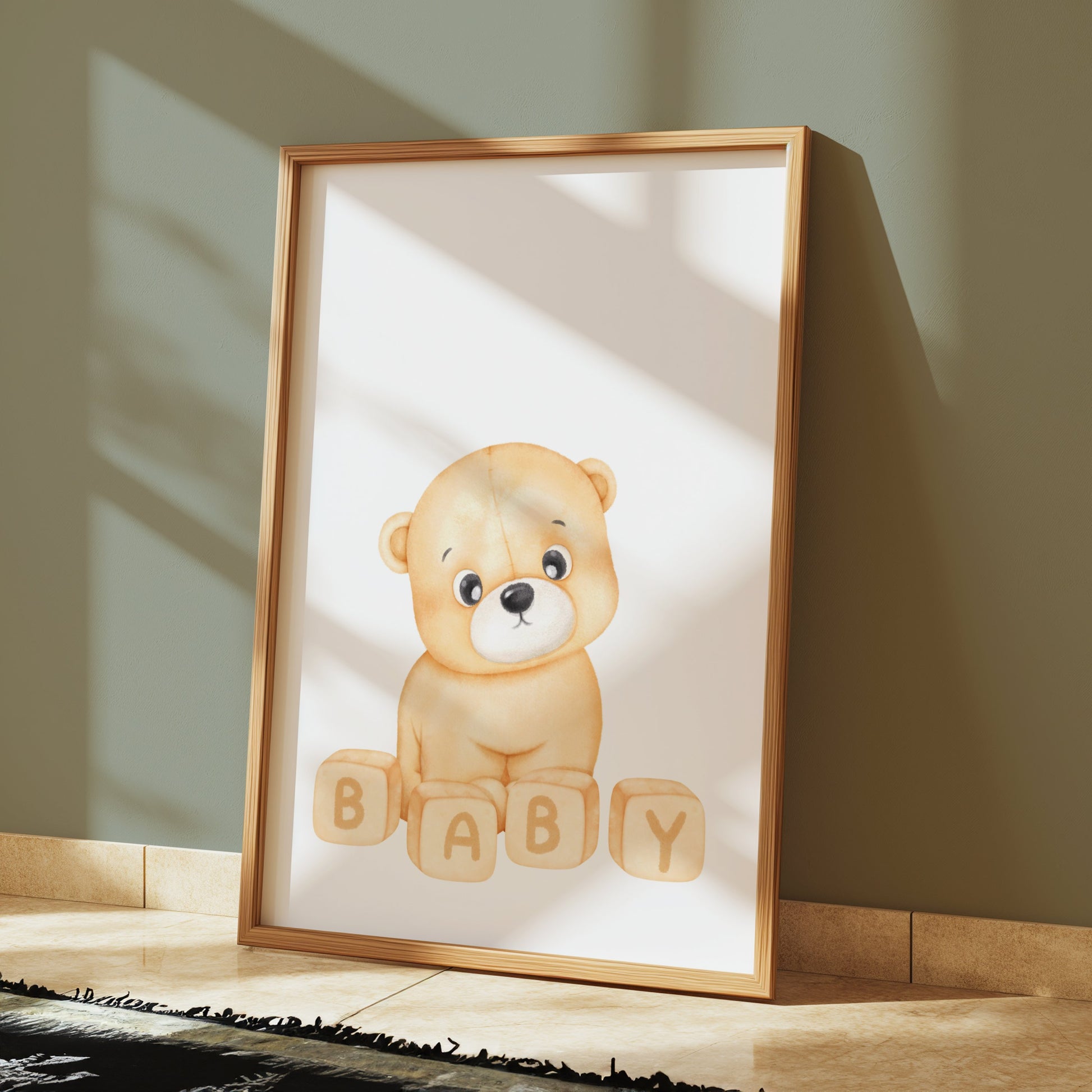 Premium Poster of Cute Teddy Bear Baby Blocks Design Posters