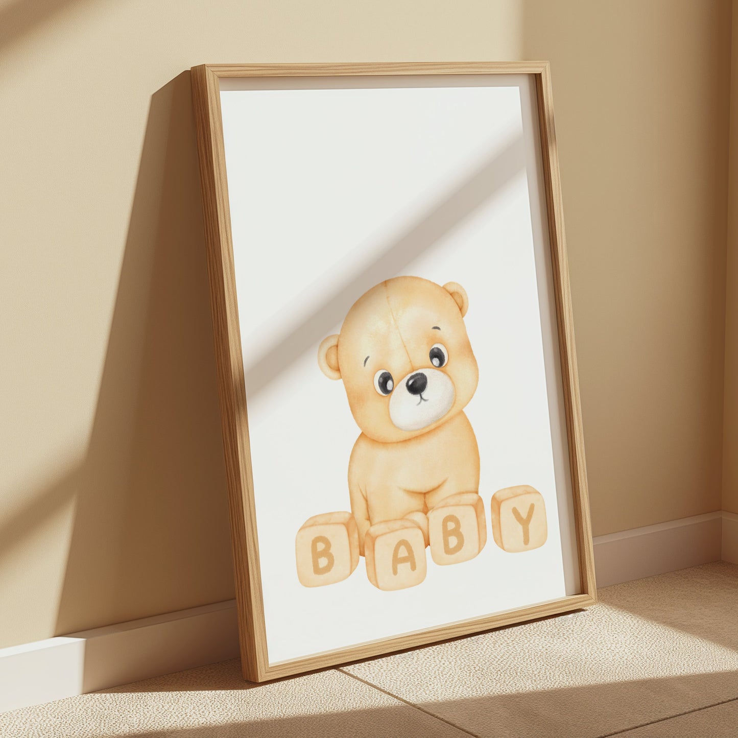 Premium Poster of Cute Teddy Bear Baby Blocks Design Posters