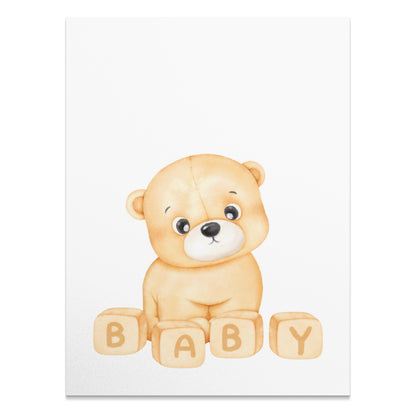 Premium Poster of Cute Teddy Bear Baby Blocks Design Posters