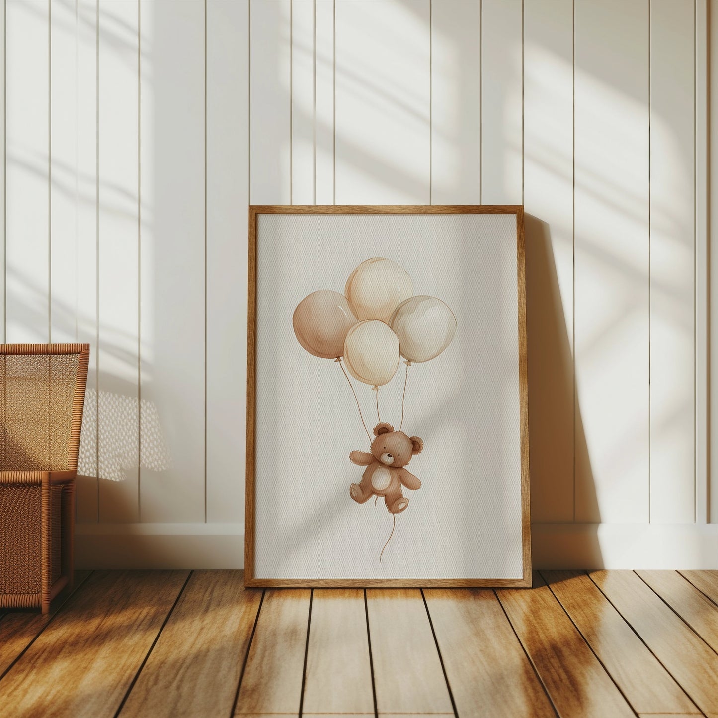 Premium Poster of Cute Teddy Bear Floating with Balloons Posters