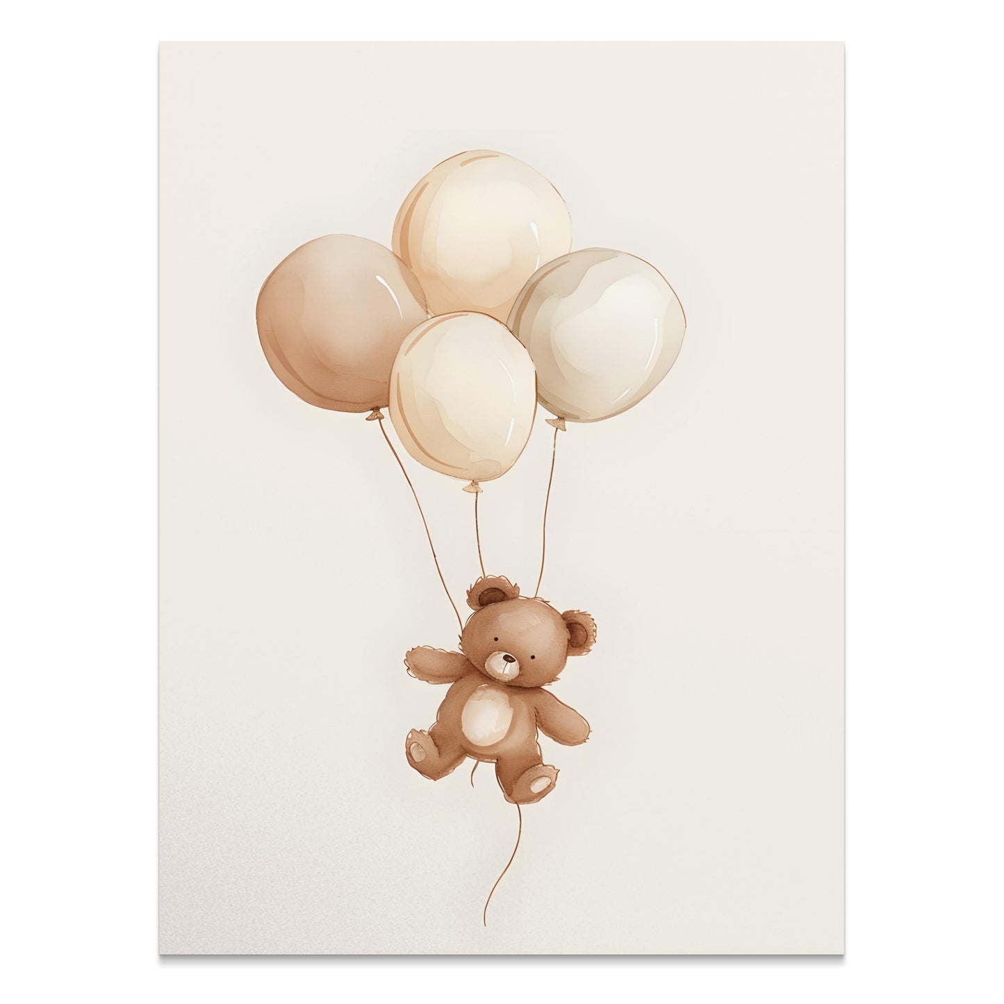 Premium Poster of Cute Teddy Bear Floating with Balloons Posters
