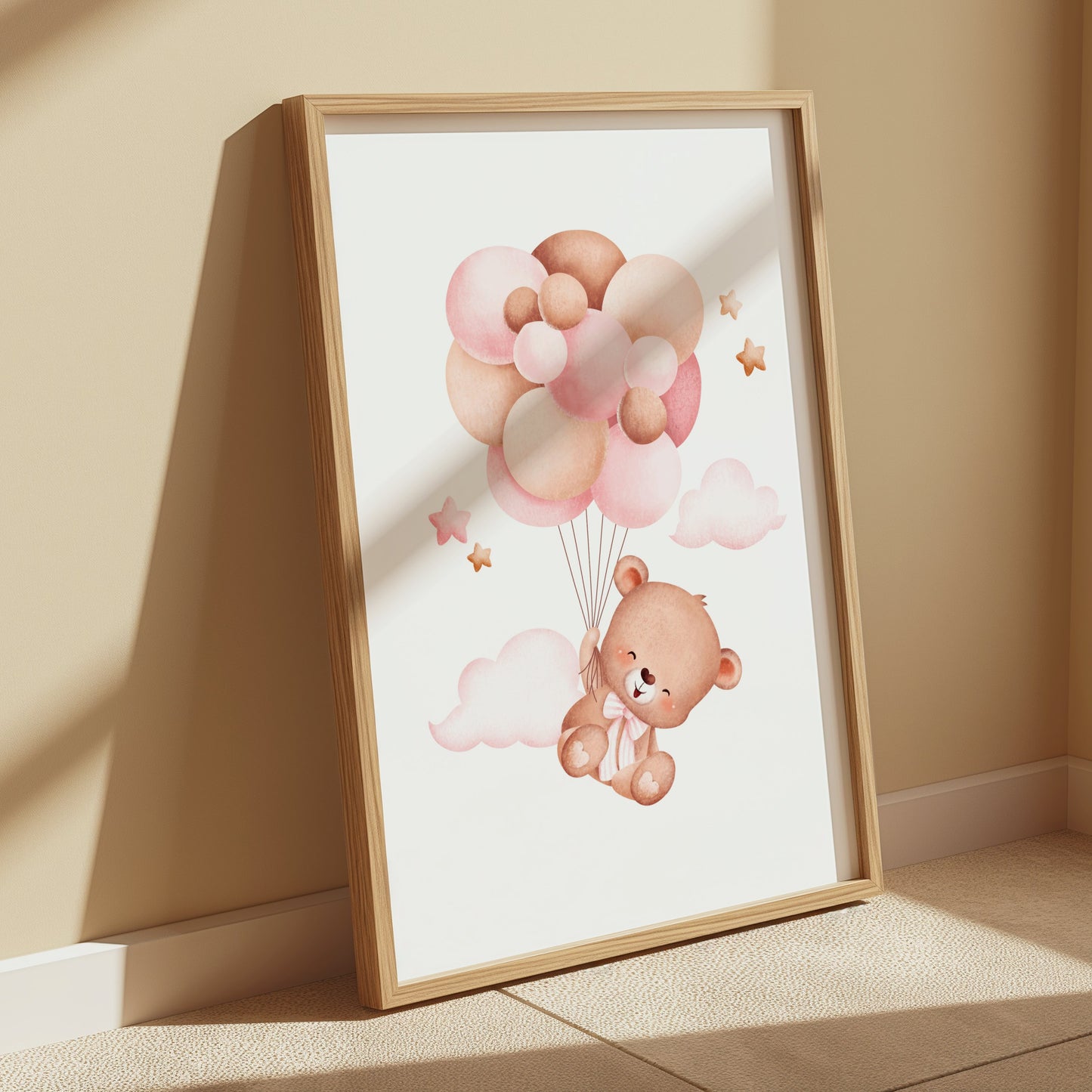 Premium Poster of Cute Teddy Bear With Balloons Kids Room Posters