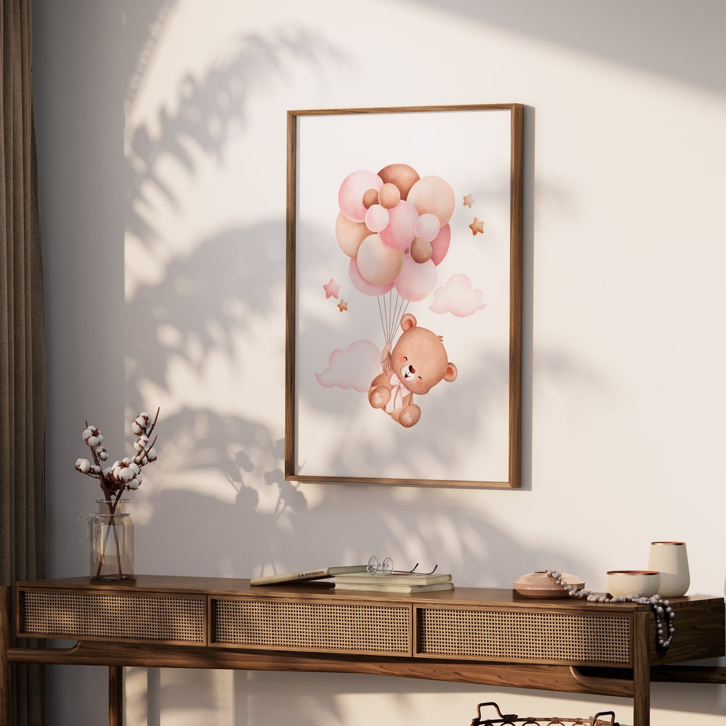 Premium Poster of Cute Teddy Bear With Balloons Kids Room Posters