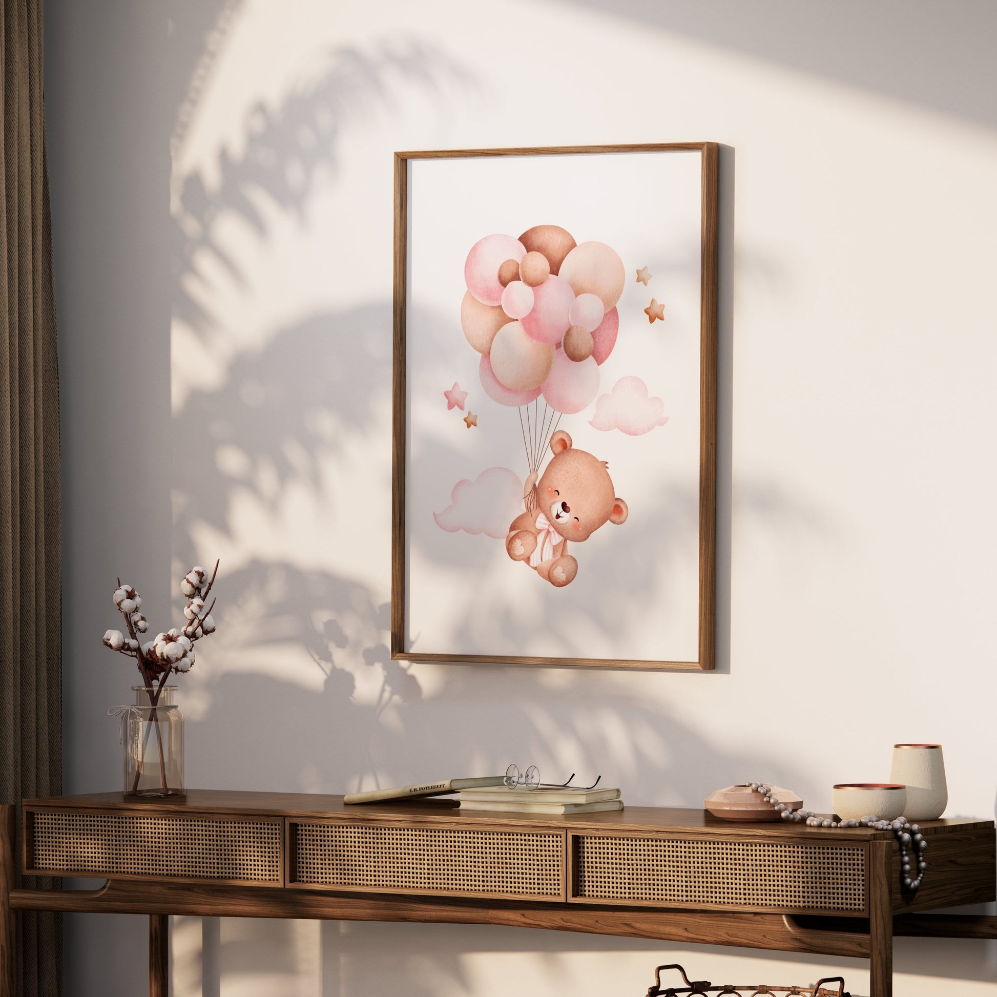 Premium Poster of Cute Teddy Bear With Balloons Kids Room Posters