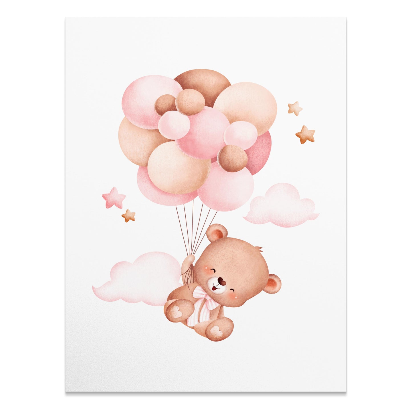 Premium Poster of Cute Teddy Bear With Balloons Kids Room Posters