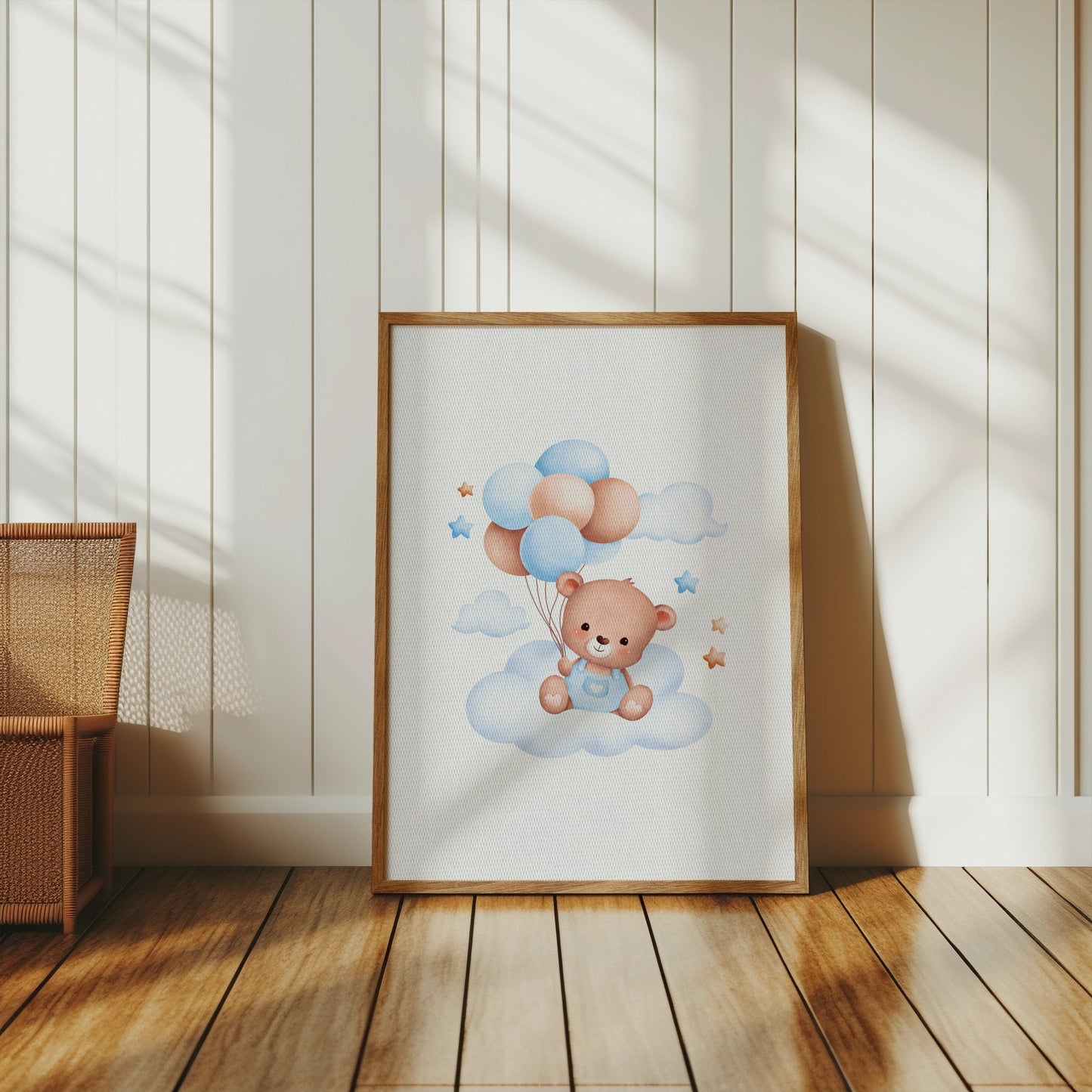 Premium Poster of Cute Teddy Bear with Balloons Nursery Wall Posters