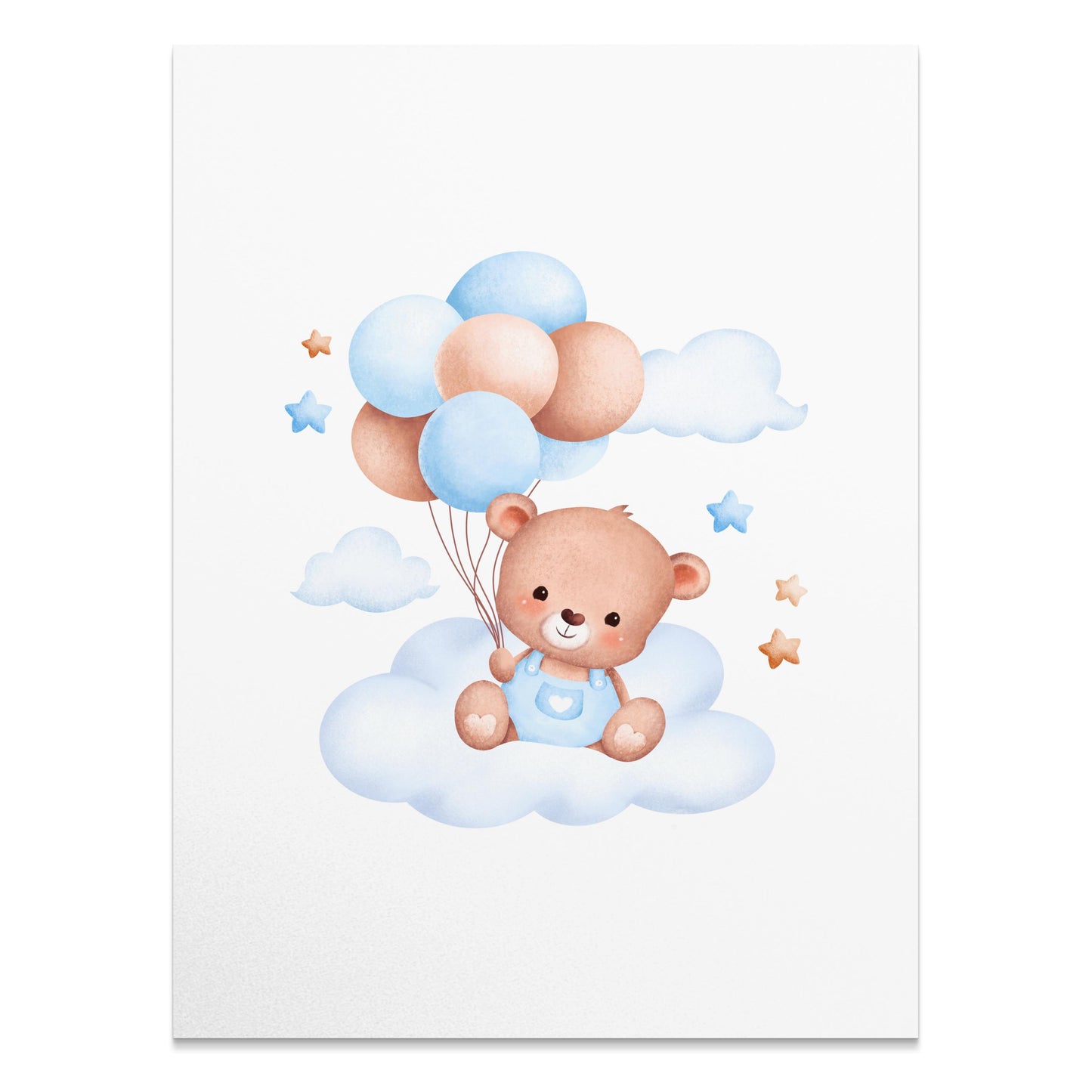 Premium Poster of Cute Teddy Bear with Balloons Nursery Wall Posters