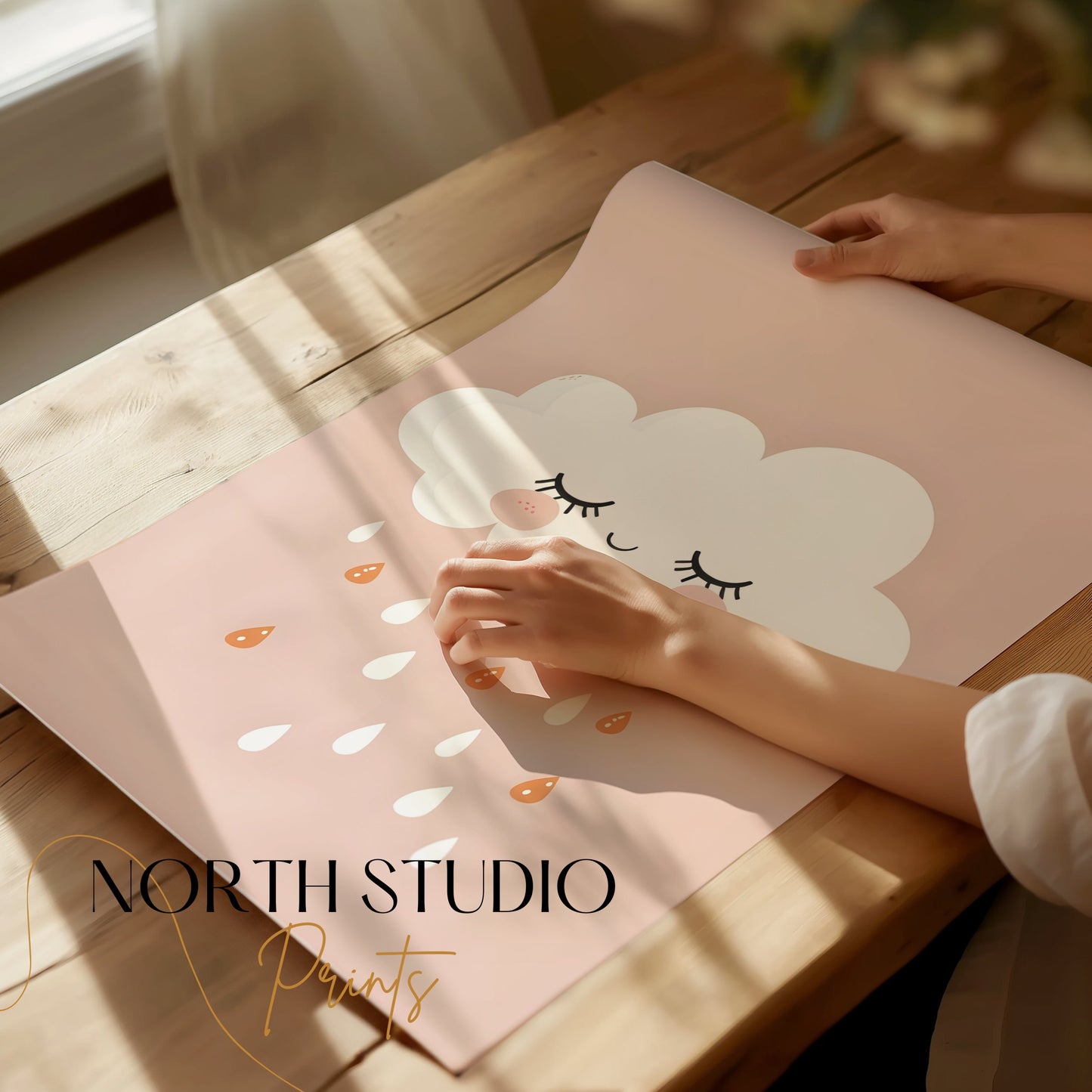 Premium Poster of Cute White Cloud with Raindrops Wall Art Posters