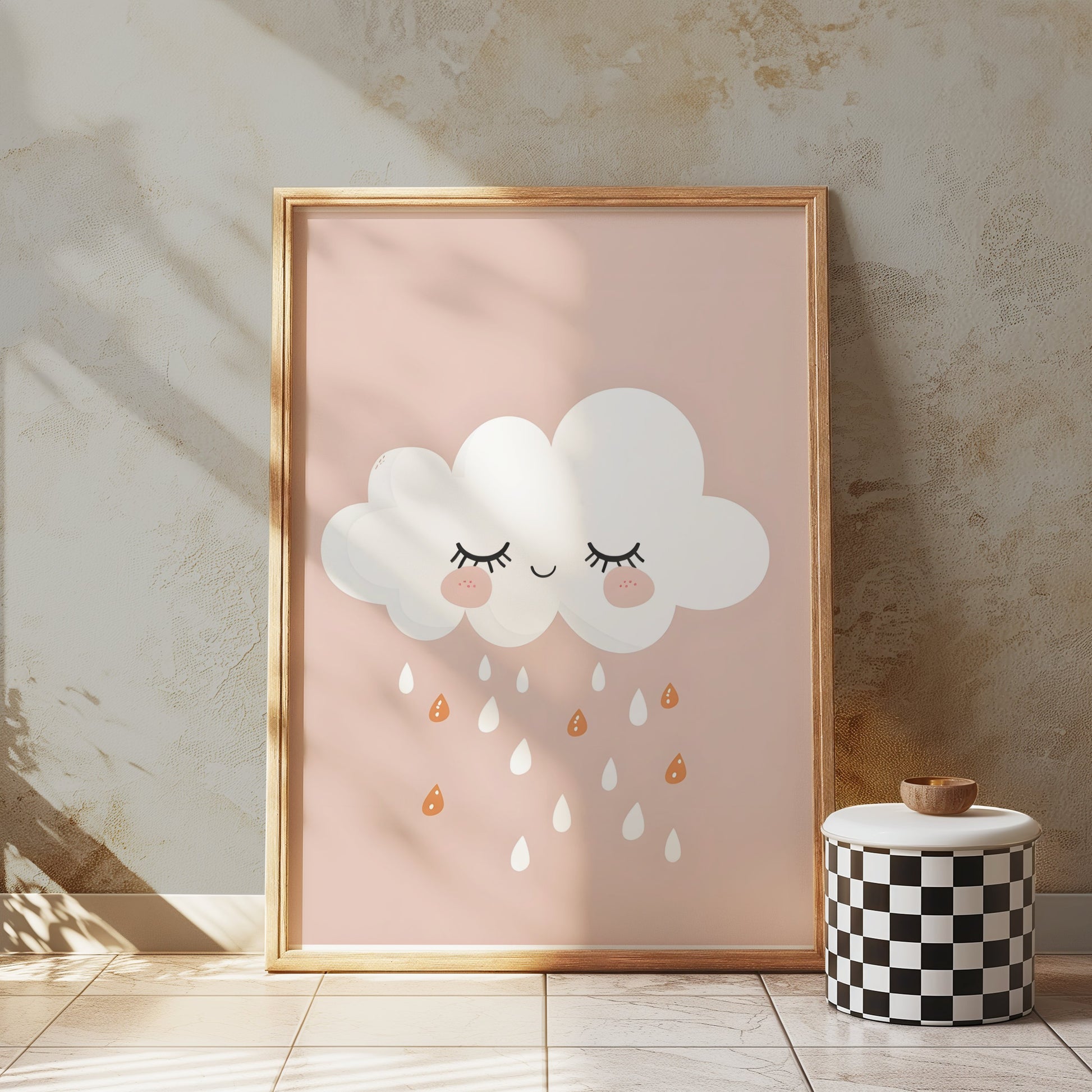 Premium Poster of Cute White Cloud with Raindrops Wall Art Posters