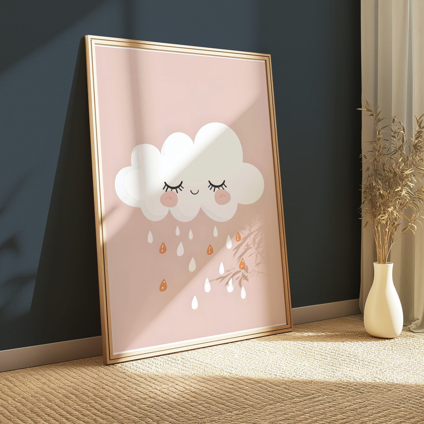 Premium Poster of Cute White Cloud with Raindrops Wall Art Posters