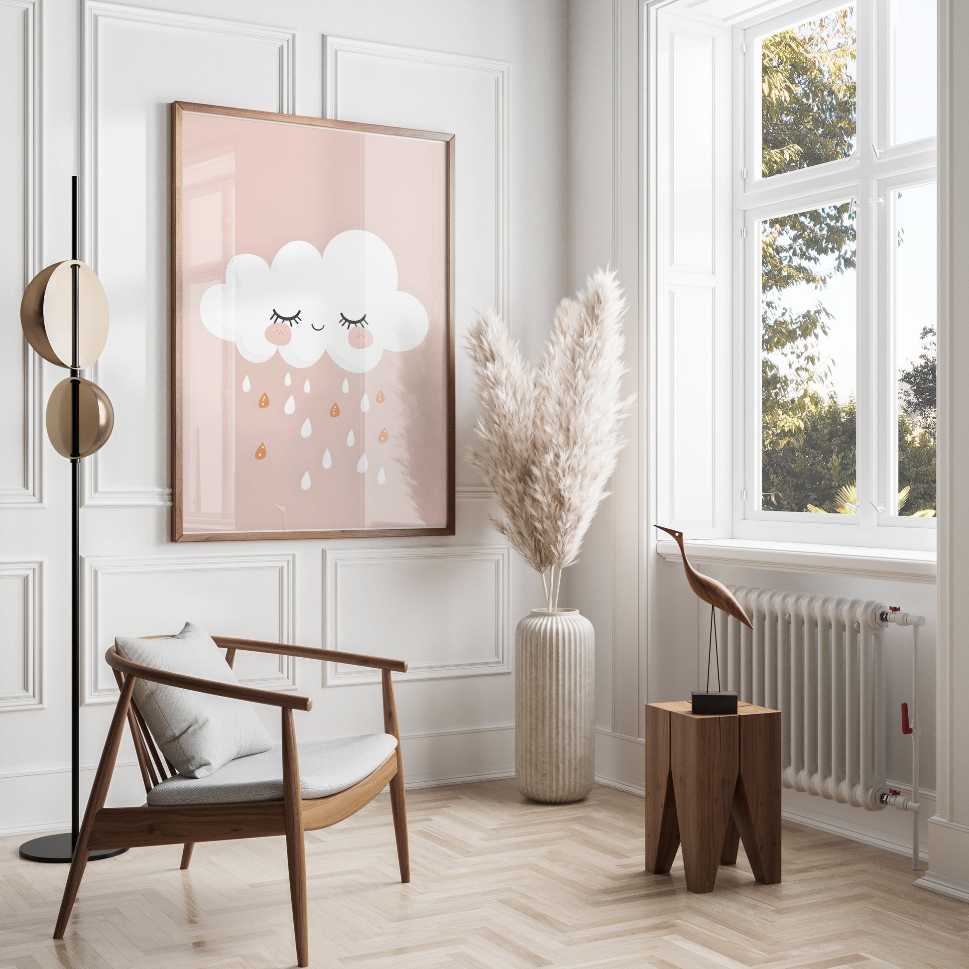 Premium Poster of Cute White Cloud with Raindrops Wall Art Posters