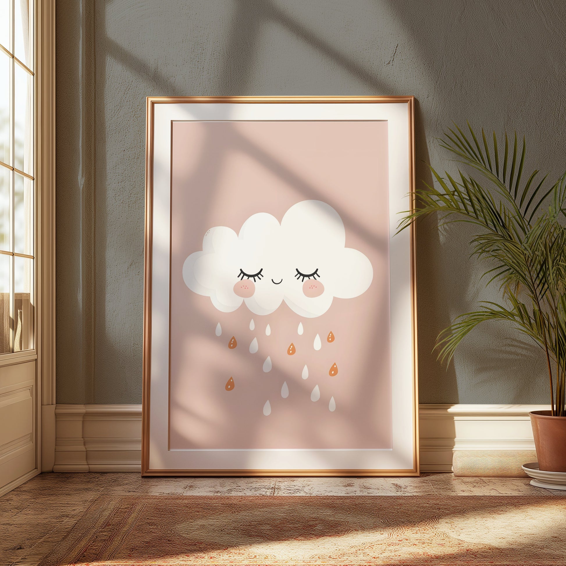 Premium Poster of Cute White Cloud with Raindrops Wall Art Posters