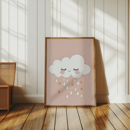 Premium Poster of Cute White Cloud with Raindrops Wall Art Posters
