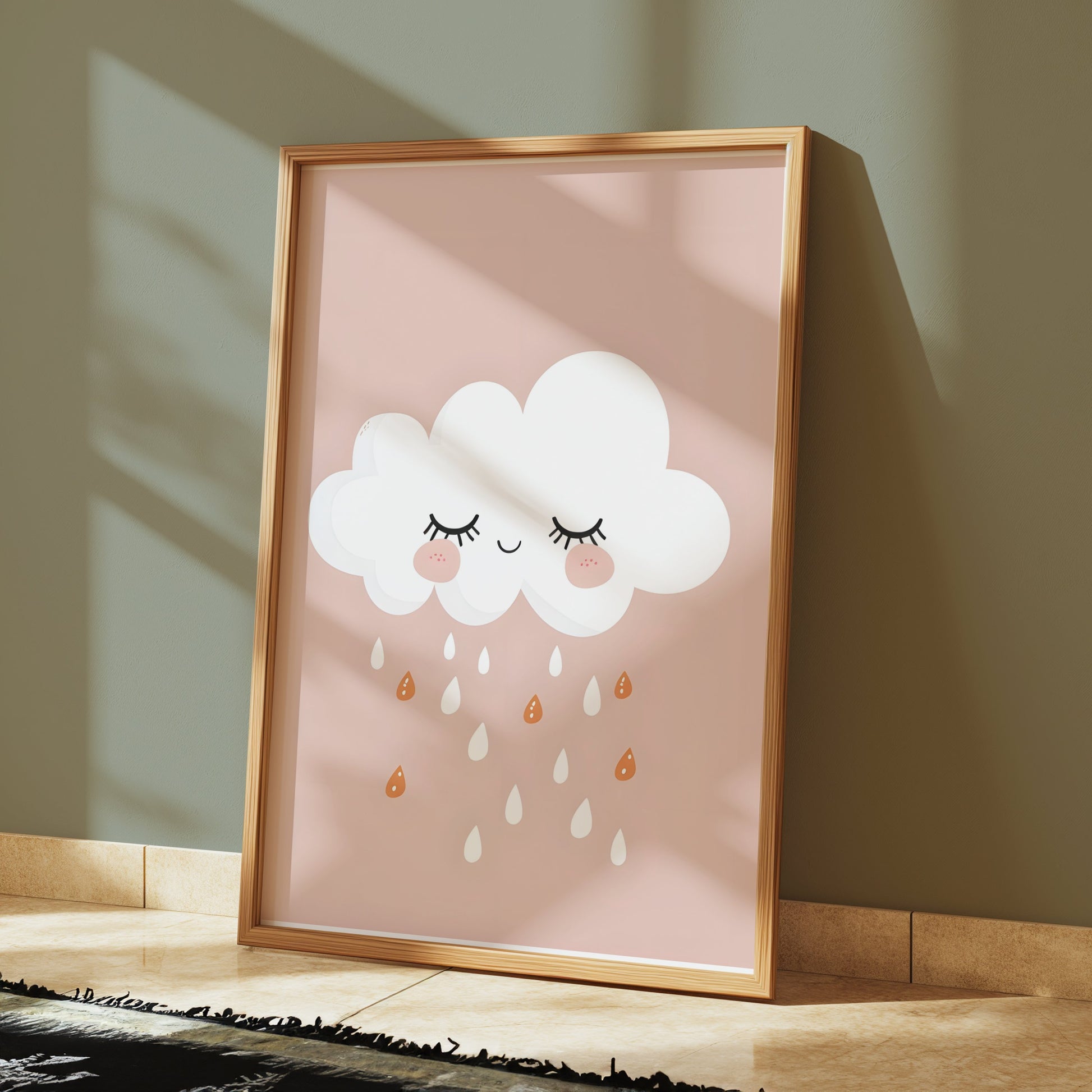 Premium Poster of Cute White Cloud with Raindrops Wall Art Posters