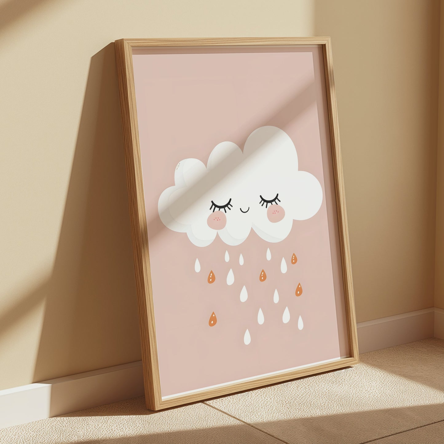 Premium Poster of Cute White Cloud with Raindrops Wall Art Posters