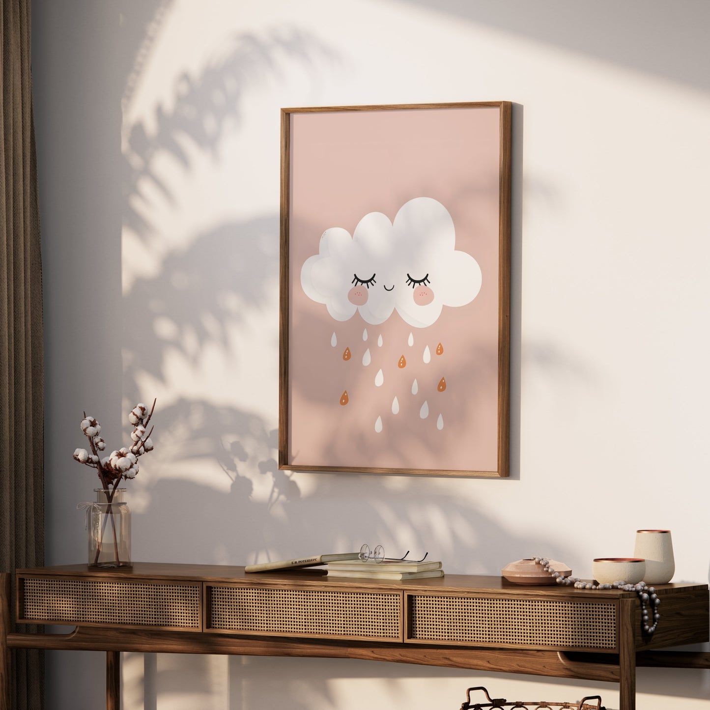 Premium Poster of Cute White Cloud with Raindrops Wall Art Posters