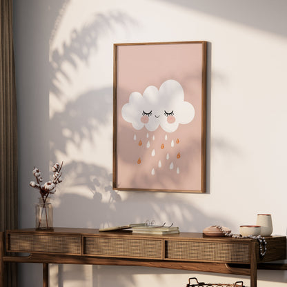 Premium Poster of Cute White Cloud with Raindrops Wall Art Posters