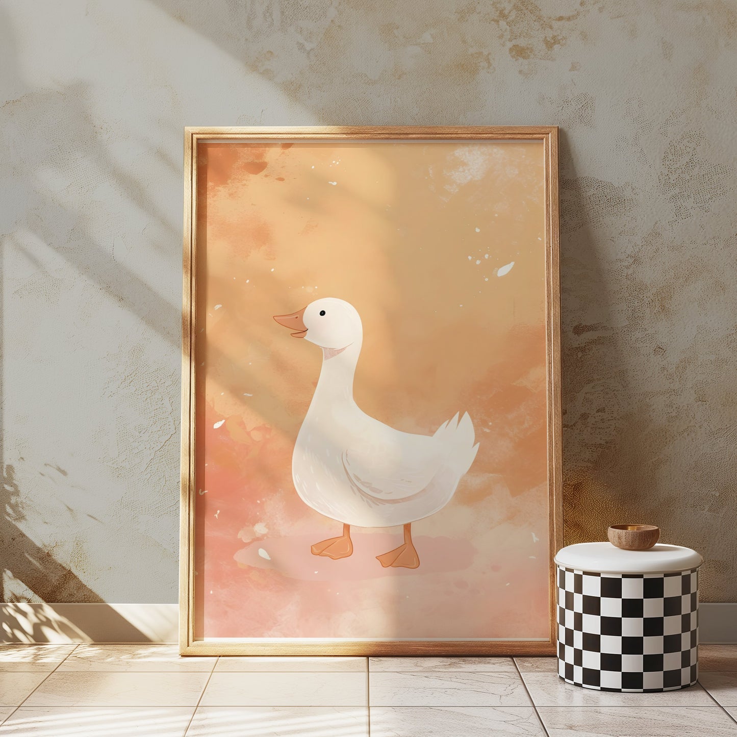 Premium Poster of Cute White Duck Illustration Art Print Posters